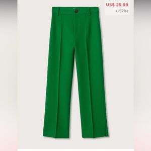 Mango slit hem pants green